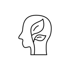 Think Green Icon in flat black line style, isolated on white background