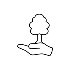 Conservation Icon in flat black line style, isolated on white background