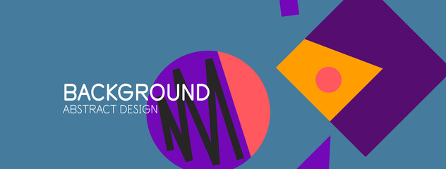 Abstract background. Blocks, lines, triangles, circles composition. Techno or business concept for wallpaper, banner, background, landing page
