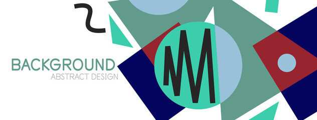 Abstract background. Blocks, lines, triangles, circles composition. Techno or business concept for wallpaper, banner, background, landing page