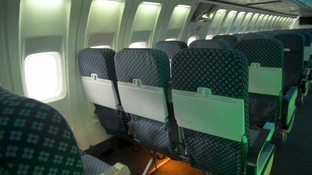 Practicing a fire simulation on an empty commercial airliner 