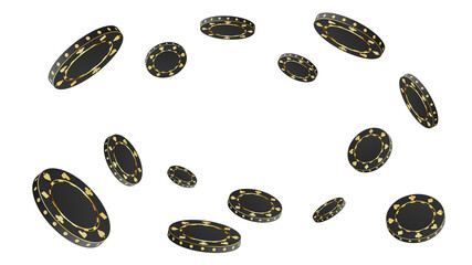 Gambling game, casino 3d golden chips. VIP poker chips
