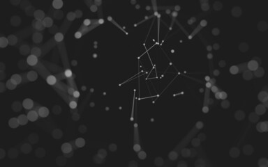 Abstract background. Molecules technology with polygonal shapes, connecting dots and lines. Connection structure. Big data visualization.