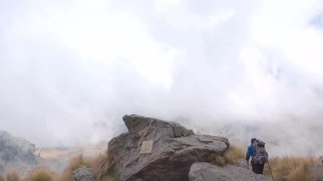mountaineer walking on the iztaccihuatl volcano