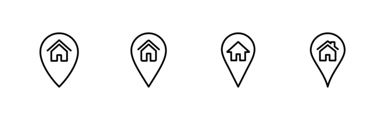 address icons set. home location sign and symbol. pinpoint