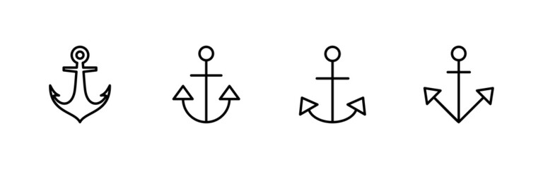 Anchor icons set. Anchor sign and symbol. Anchor marine icon.
