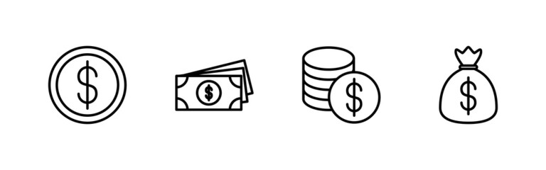 Money icons set. Money sign and symbol