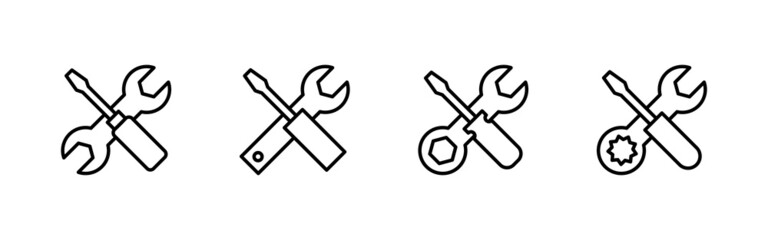 Repair tools icons set. tool sign and symbol. setting icon. Wrench and screwdriver. Service