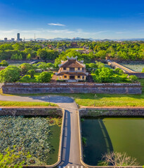 Wonderful view of the “ Gate of Hue Citadel “ to the Imperial City with the Purple Forbidden...