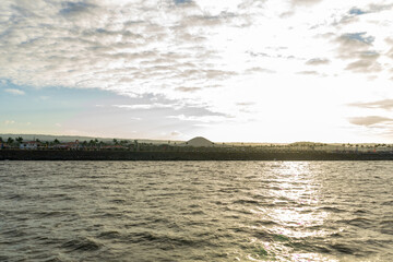 Tourist site in Nicaragua Puerto Salvador Allende During the sunset. A beautiful place in the Managua Lake.