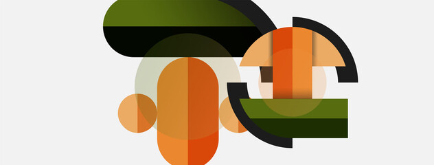 Geometric shapes composition abstract background. Circles lines and rectangles. Vector illustration for wallpaper banner background or landing page