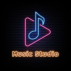 music studio neon sign. neon logo