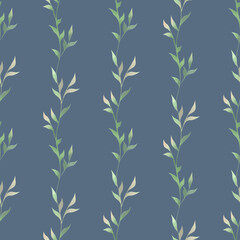 Spring foliage. Seamless pattern in a watercolor style. Background for fabric, wallpaper, postcards.