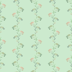 Obraz na płótnie Canvas Spring foliage. Seamless pattern in a watercolor style. Background for fabric, wallpaper, postcards.