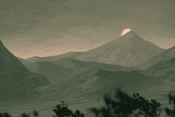 Empty rural landscape illustration. Alien world space art. © Jakub
