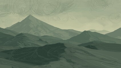 Empty rural landscape illustration. Alien world space art. © Jakub