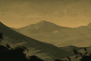 Empty rural landscape illustration. Alien world space art. © Jakub