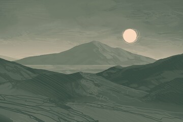 Empty rural landscape illustration. Alien world space art. © Jakub
