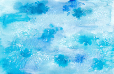 Fototapeta na wymiar Blue watercolor abstract background. Watercolor stains.