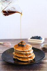 blueberry pancakes with maple pour - gluten free