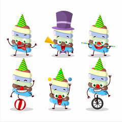 Cartoon character of rainbow marshmallow twist with various circus shows