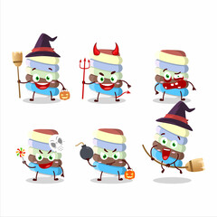 Halloween expression emoticons with cartoon character of rainbow marshmallow twist