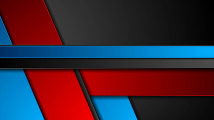 Blue and red geometric stripes abstract corporate background