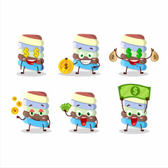 Rainbow marshmallow twist cartoon character with cute emoticon bring money