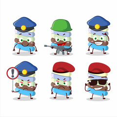 A dedicated Police officer of rainbow marshmallow twist mascot design style