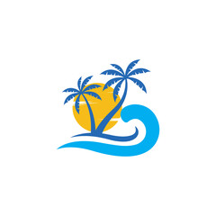 Fototapeta na wymiar palm beach logo icon design template vector