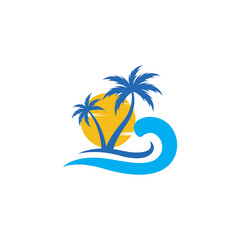 Fototapeta na wymiar palm beach logo icon design template vector