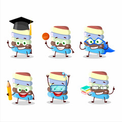 School student of rainbow marshmallow twist cartoon character with various expressions