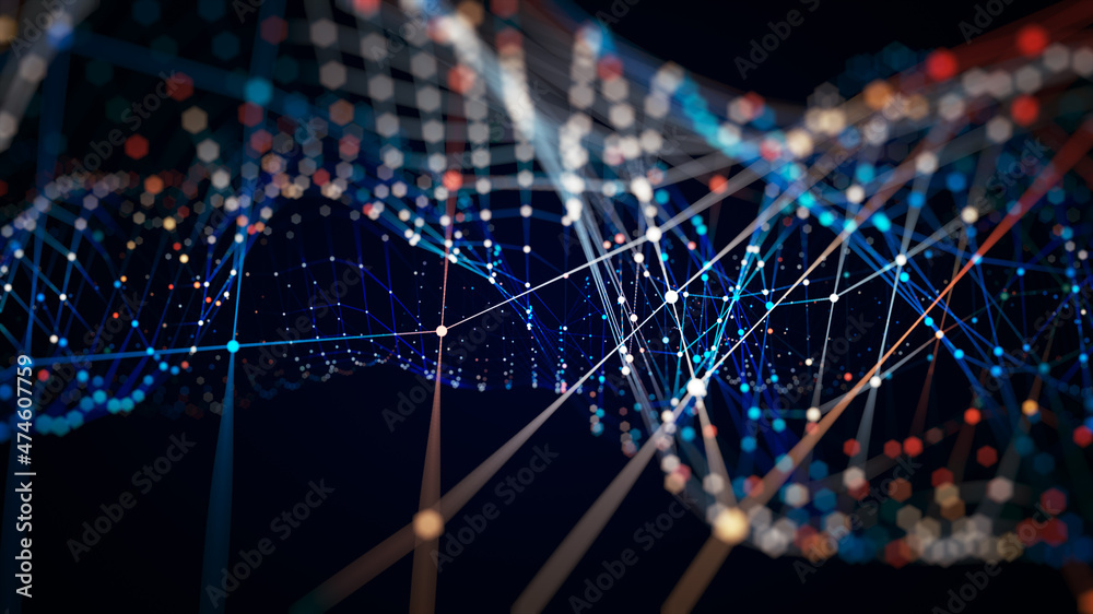 Poster technology network background concept. global network. big data and cybersecurity. transfer and stor