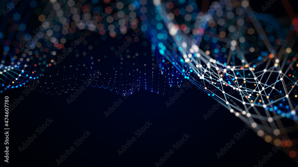 Poster technology network background concept. global network. big data and cybersecurity. transfer and stor