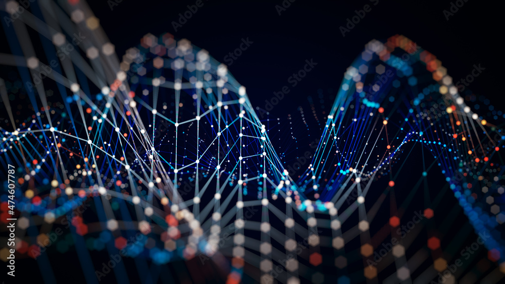 Poster technology network background concept. global network. big data and cybersecurity. transfer and stor