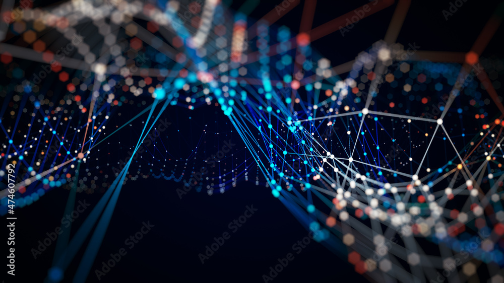Poster technology network background concept. global network. big data and cybersecurity. transfer and stor