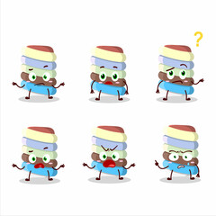 Cartoon character of rainbow marshmallow twist with what expression