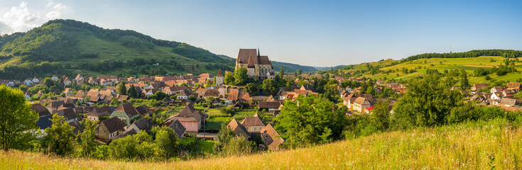 Fototapeta na wymiar Panorama of Biertan village in Transylvania, Romania, Europe