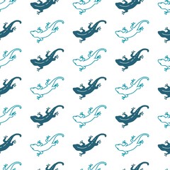 Abstract Lizard Outline Silhouette Vector Graphic Seamless Pattern