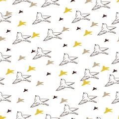 Birds Flock Together in the Sky Vector Graphic Seamless Pattern