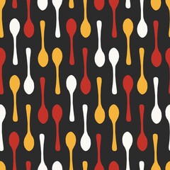 Abstract Spoon Silhouette Vector Graphic Cartoon Seamless Pattern