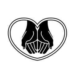 silhouette two hands vector icon