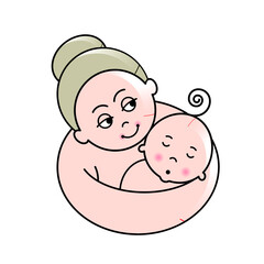 mother and baby vector icon