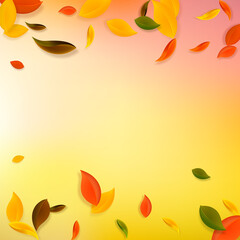 Falling autumn leaves. Red, yellow, green, brown c