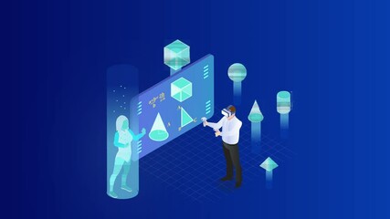 Male student learning math in the metaverse