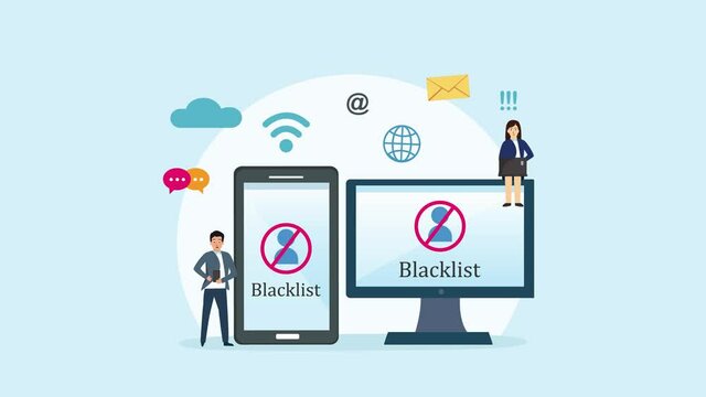 Two people sign in on account with blacklist symbol