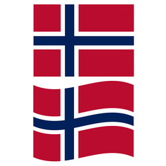 Norway Flag on white background. Waving flag of Norway state. flat style.