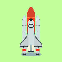 Space Shuttle Cartoon Flat Vector Illustration