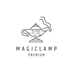 Magic Lamp logo linear style icon on white backround