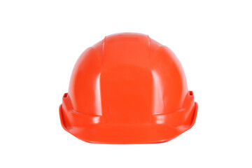 Hard hat isolated on white background. Construction worker helmet. Front View. Space for text.